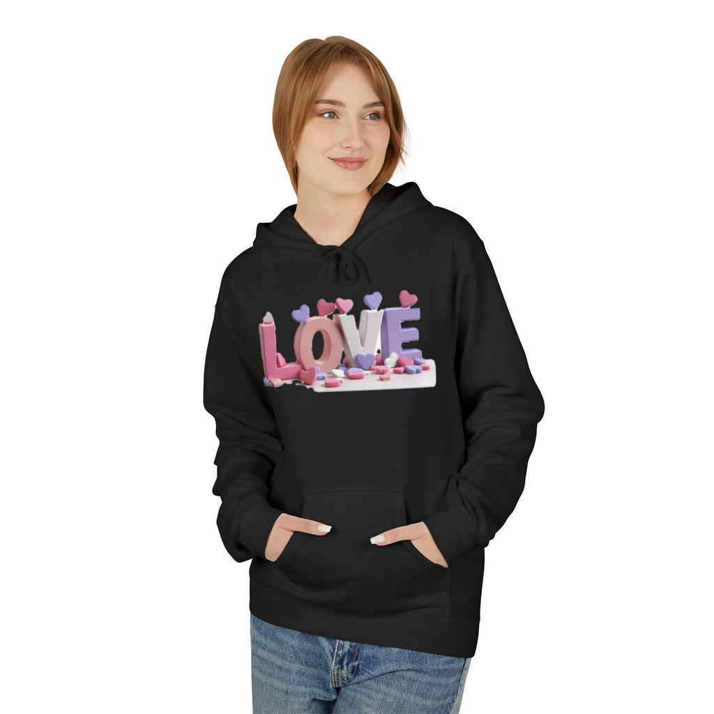 LOVE 3D Candy Letters Hoodie | Pink Purple Heart Design
