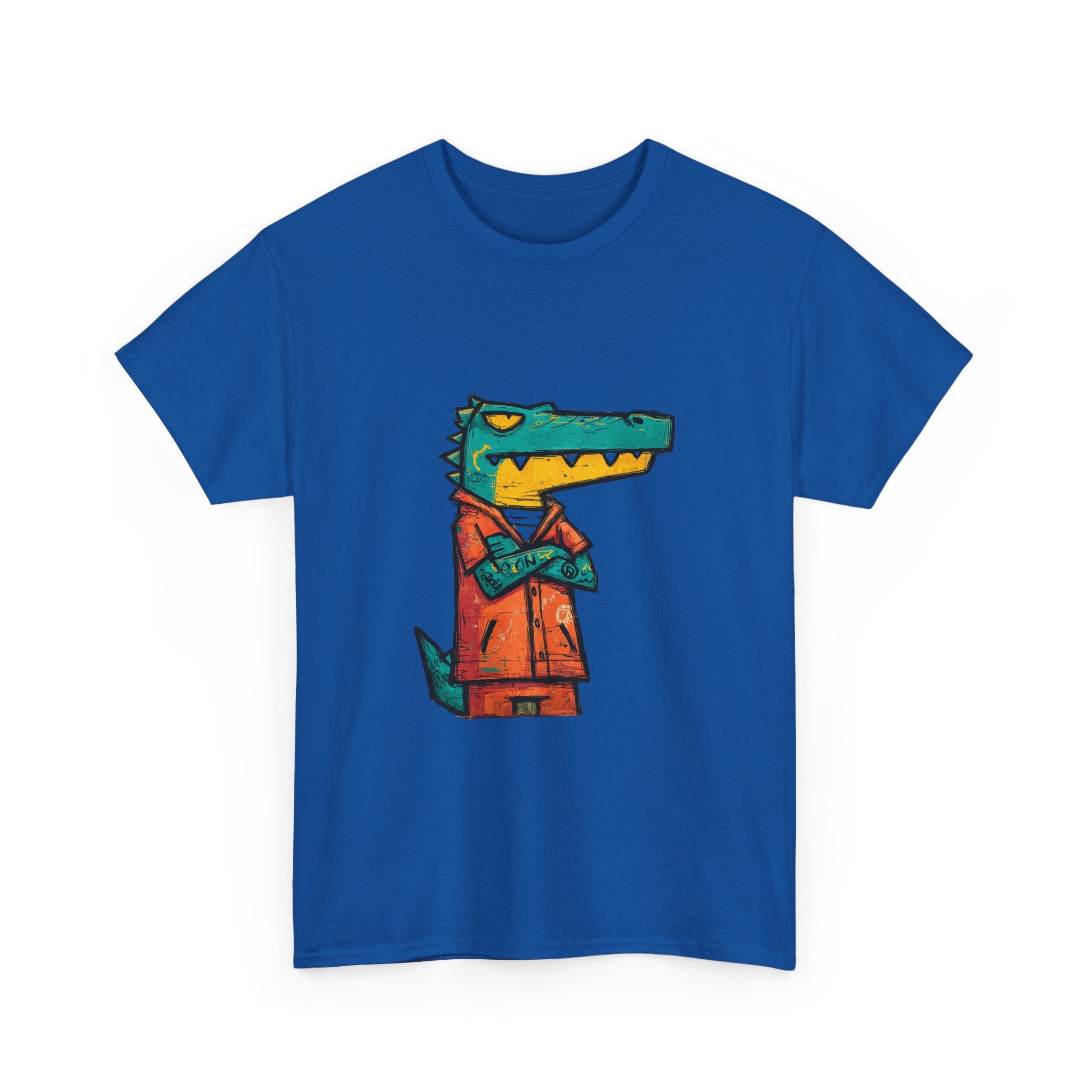 Cool Crocodile Character Tee | Cartoon Alligator in Jacket T-Shirt