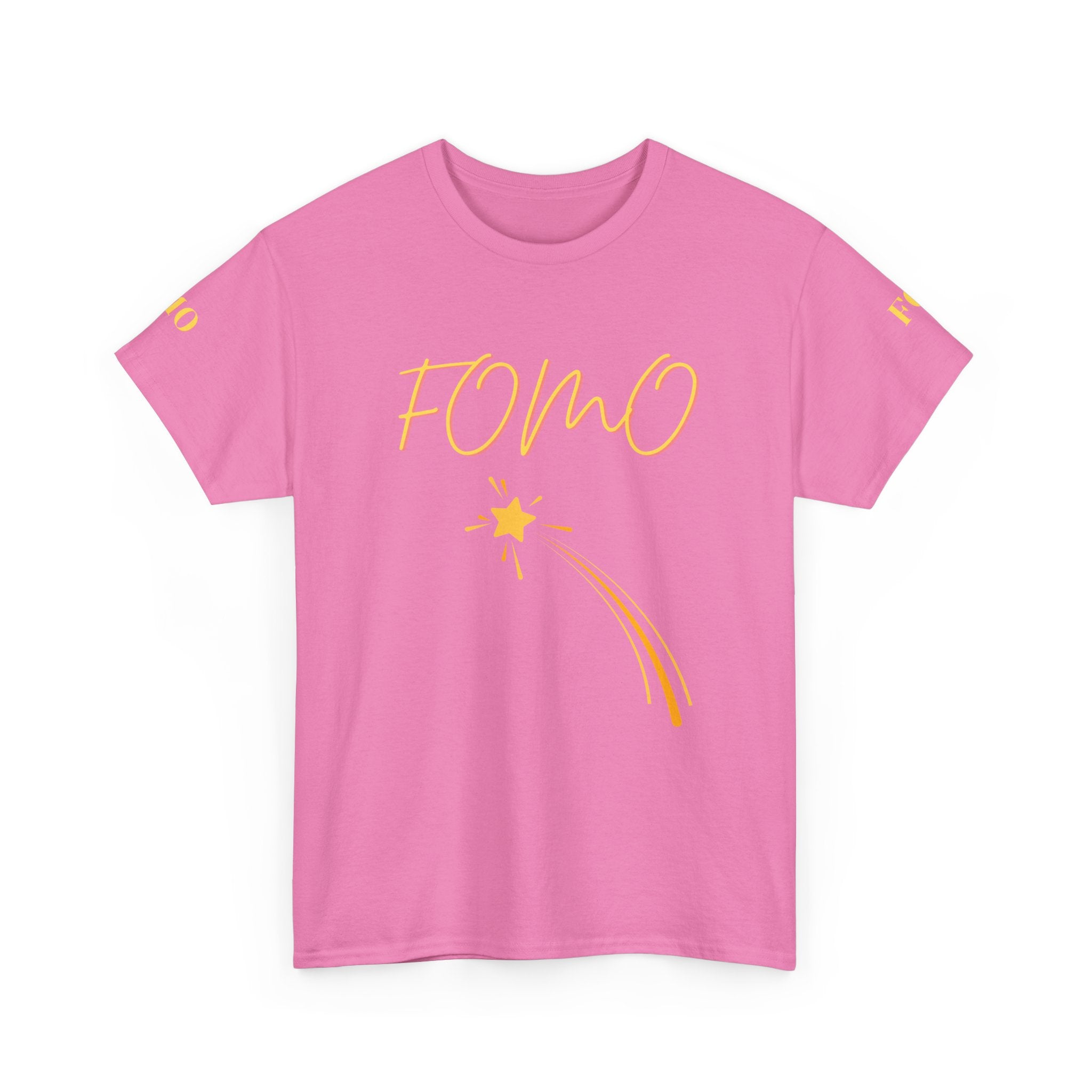 FOMO shooting star Tee | White cotton T-Shirt, minimalist typography