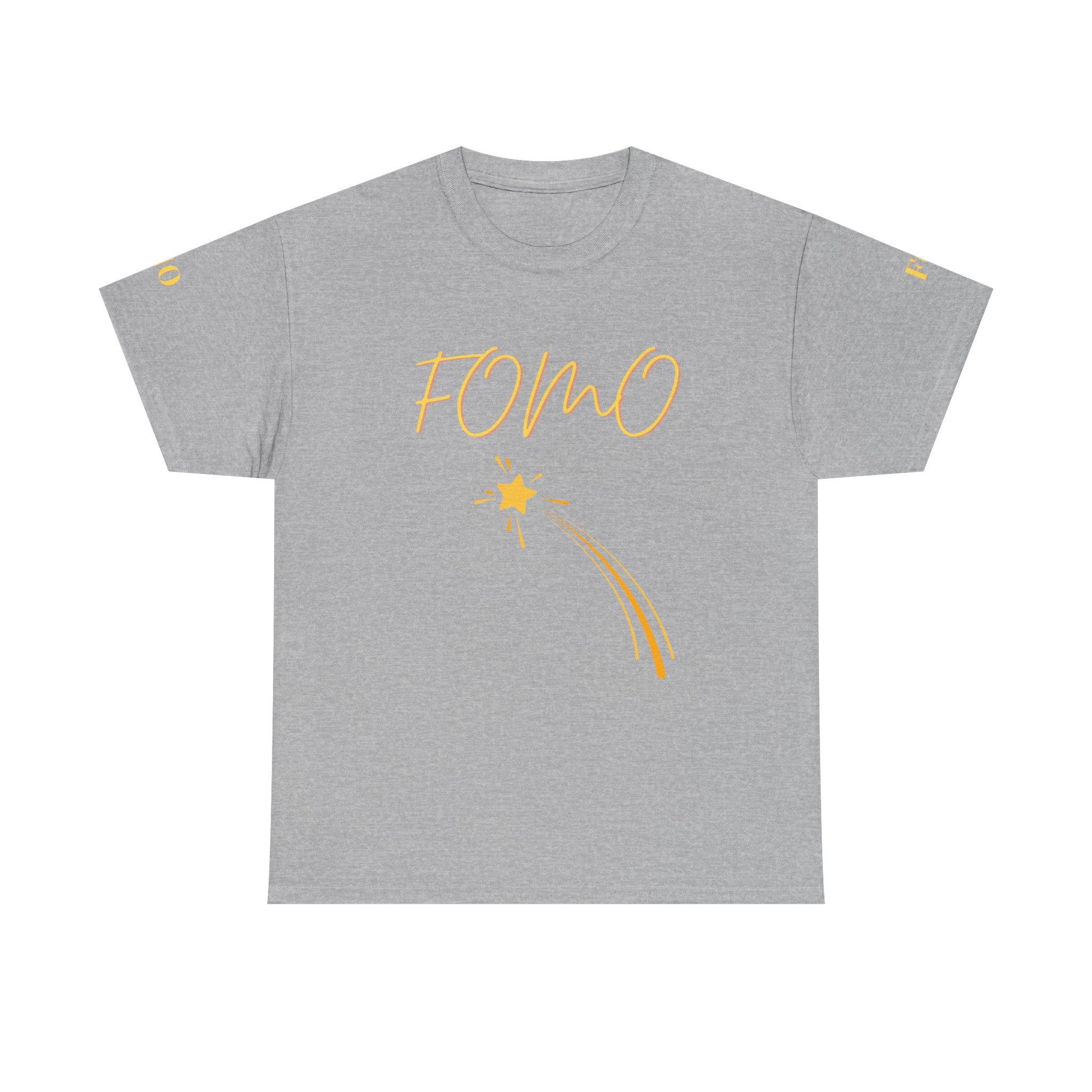 FOMO shooting star Tee | White cotton T-Shirt, minimalist typography