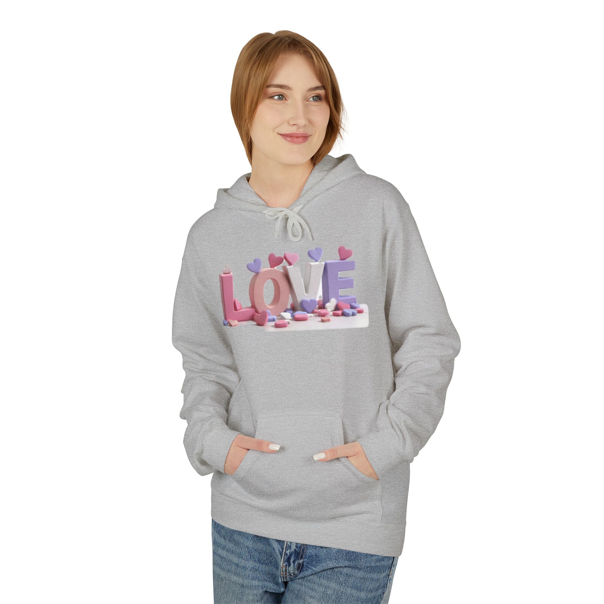 LOVE 3D Candy Letters Hoodie | Pink Purple Heart Design