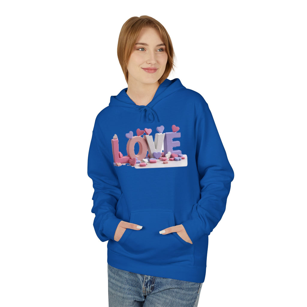 LOVE 3D Candy Letters Hoodie | Pink Purple Heart Design
