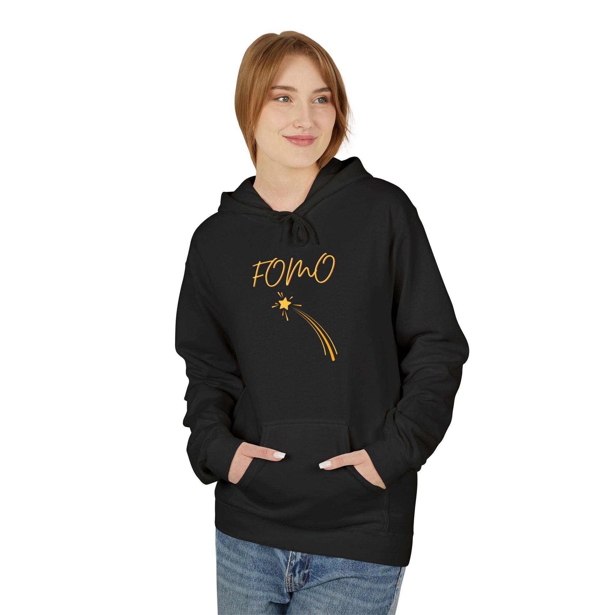 FOMO script and star Hoodie | Minimal typography streetwear