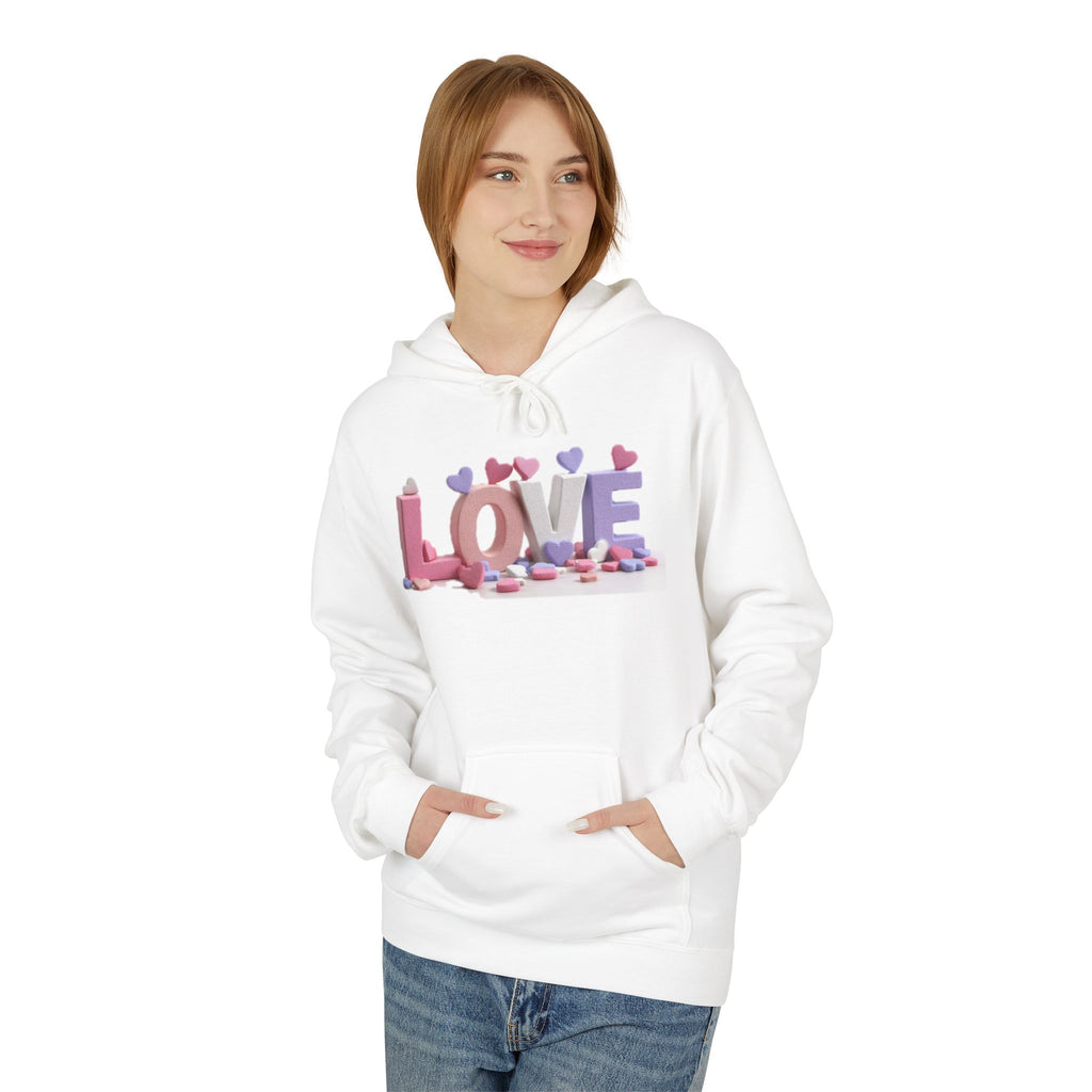 LOVE 3D Candy Letters Hoodie | Pink Purple Heart Design