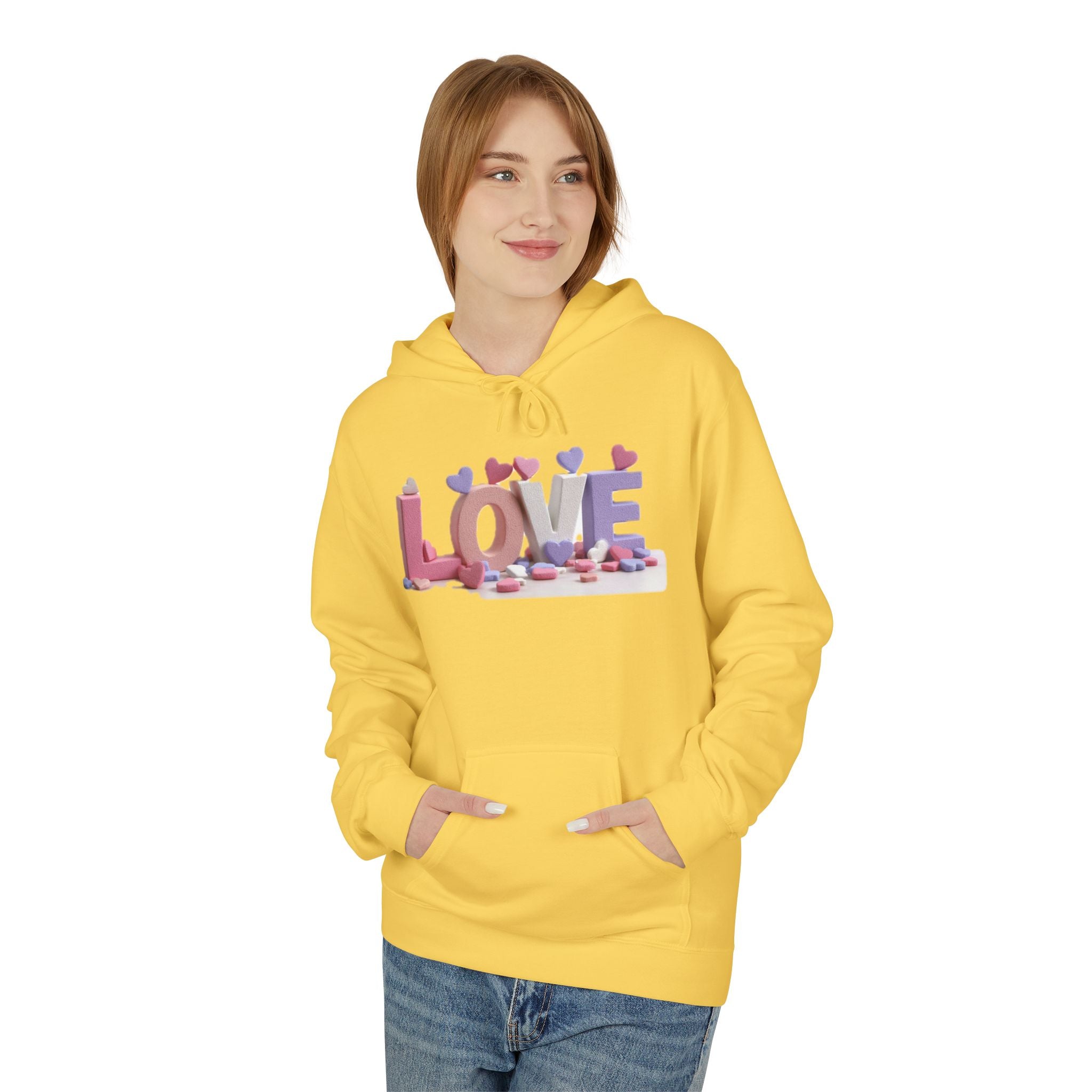 LOVE 3D Candy Letters Hoodie | Pink Purple Heart Design
