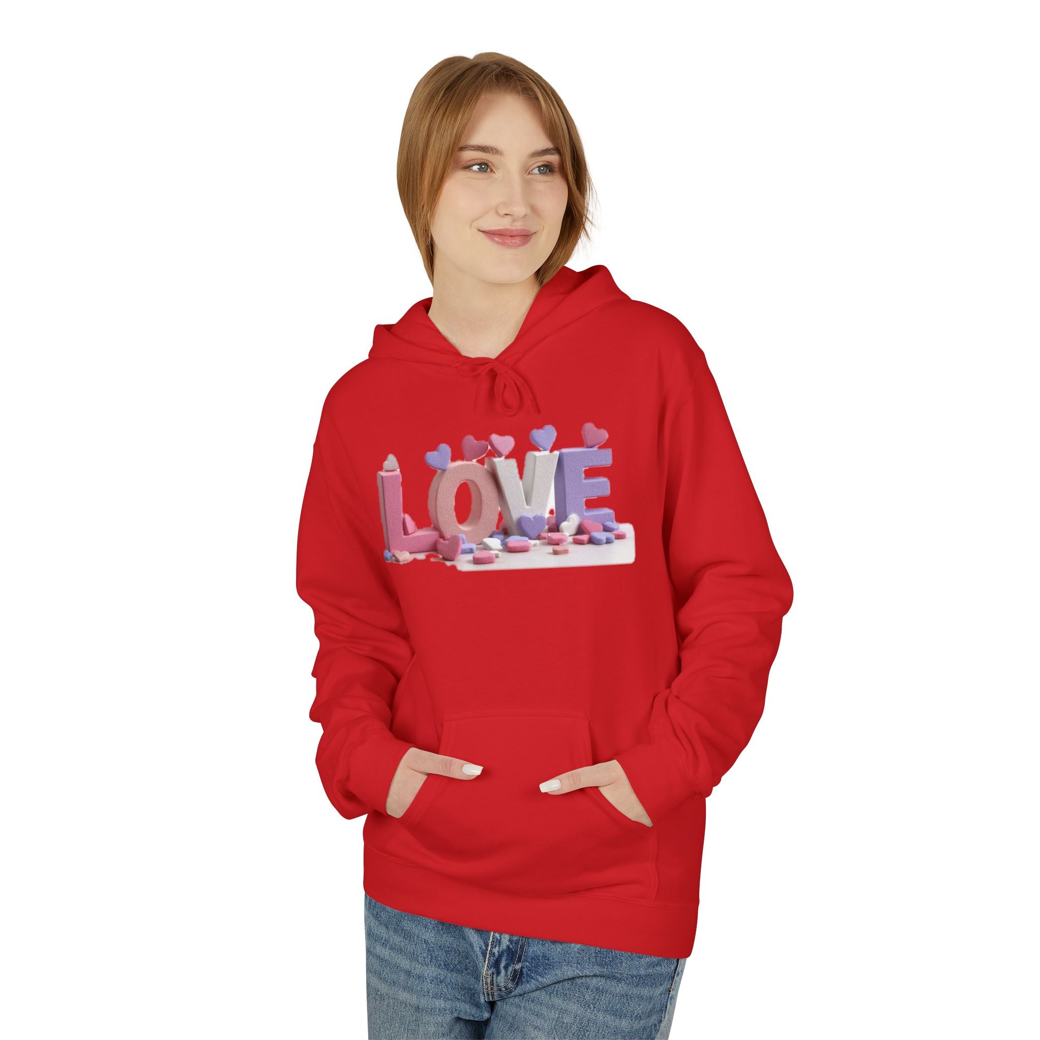 LOVE 3D Candy Letters Hoodie | Pink Purple Heart Design