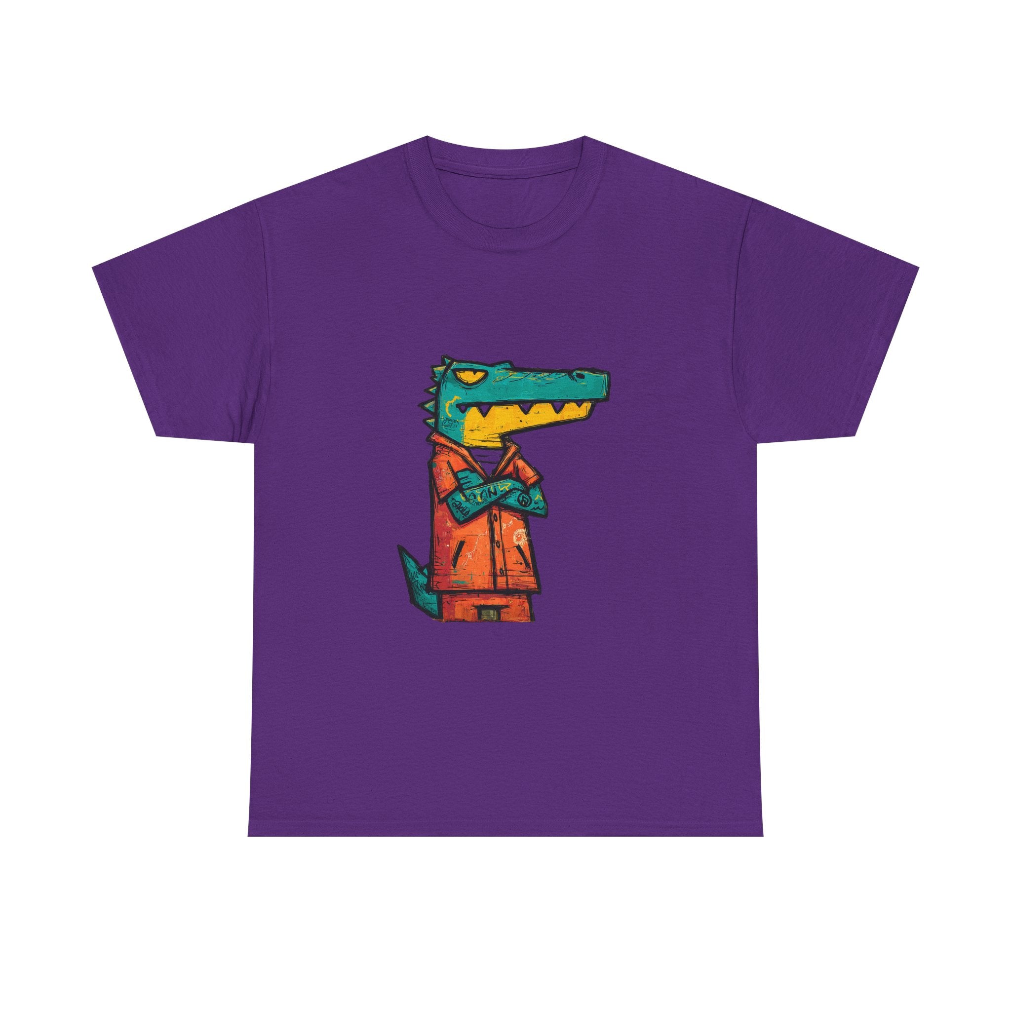 Cool Crocodile Character Tee | Cartoon Alligator in Jacket T-Shirt