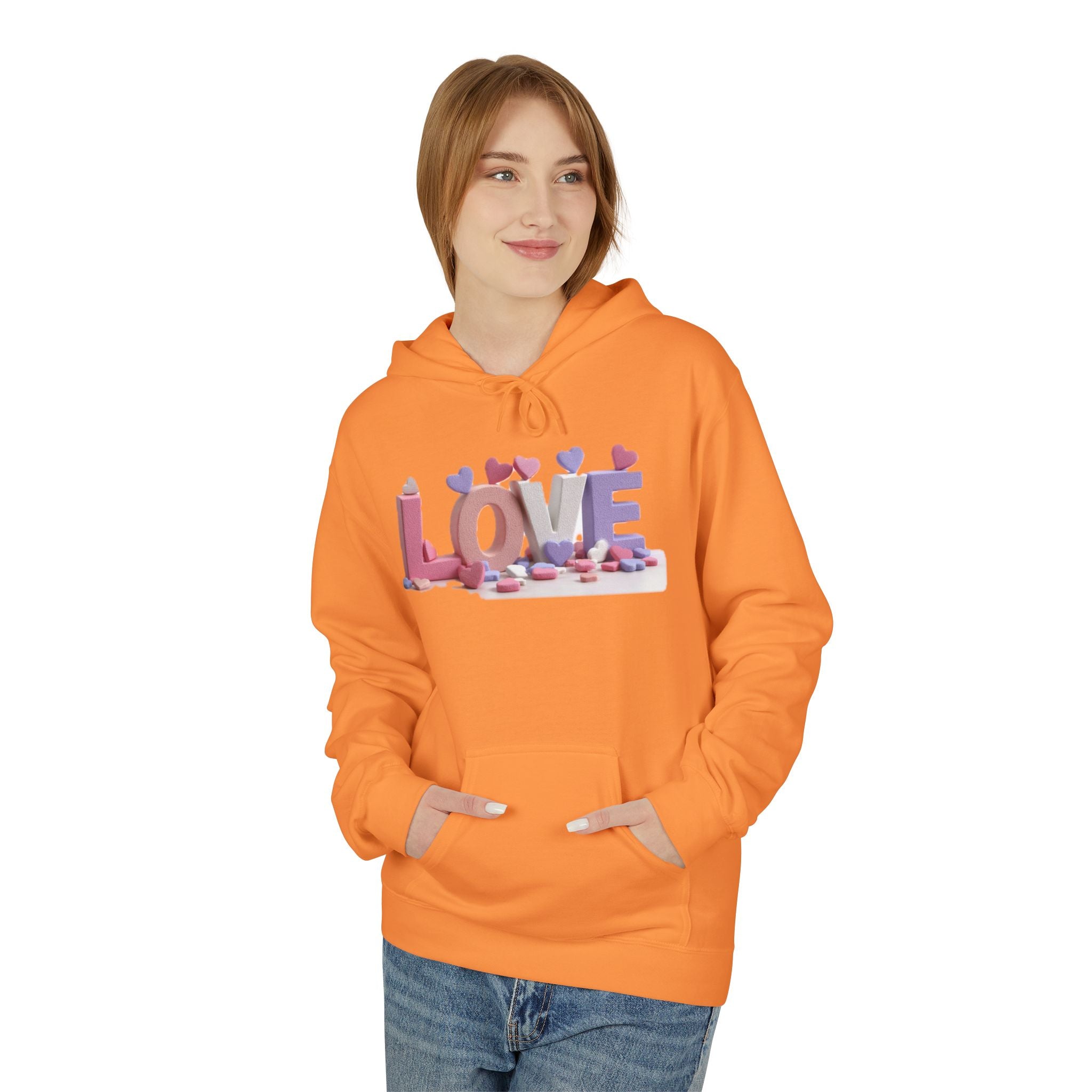 LOVE 3D Candy Letters Hoodie | Pink Purple Heart Design