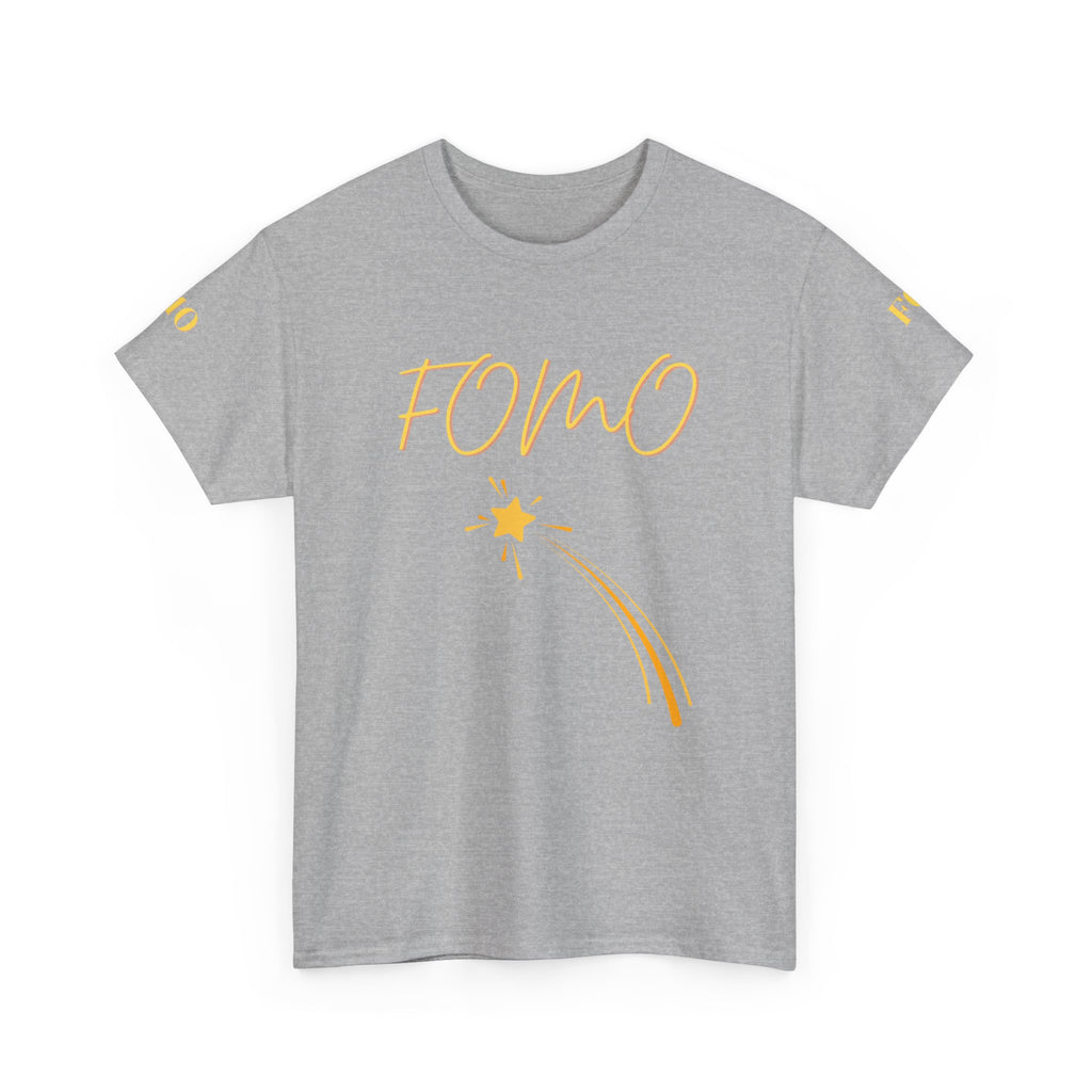 FOMO shooting star Tee | White cotton T-Shirt, minimalist typography