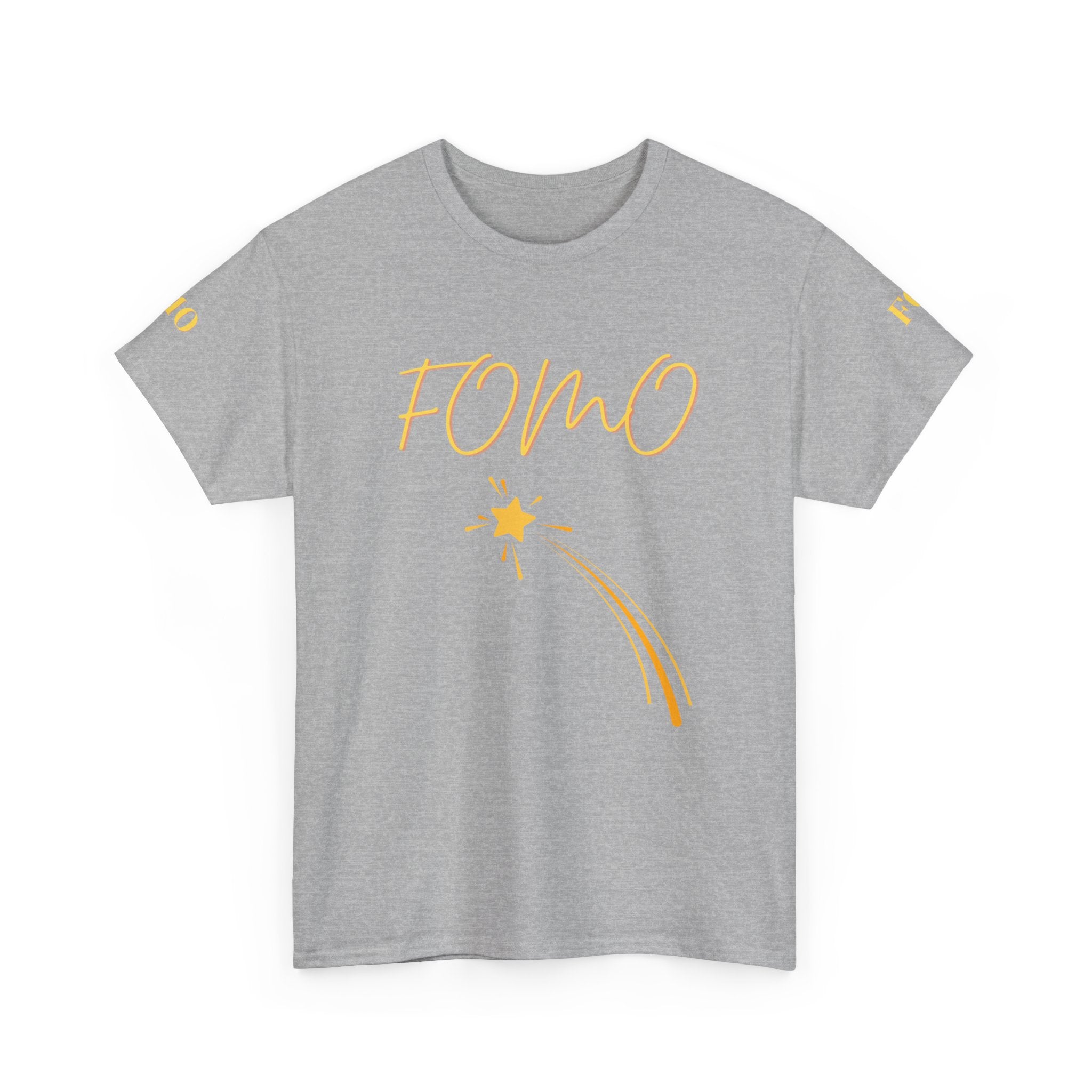 FOMO shooting star Tee | White cotton T-Shirt, minimalist typography