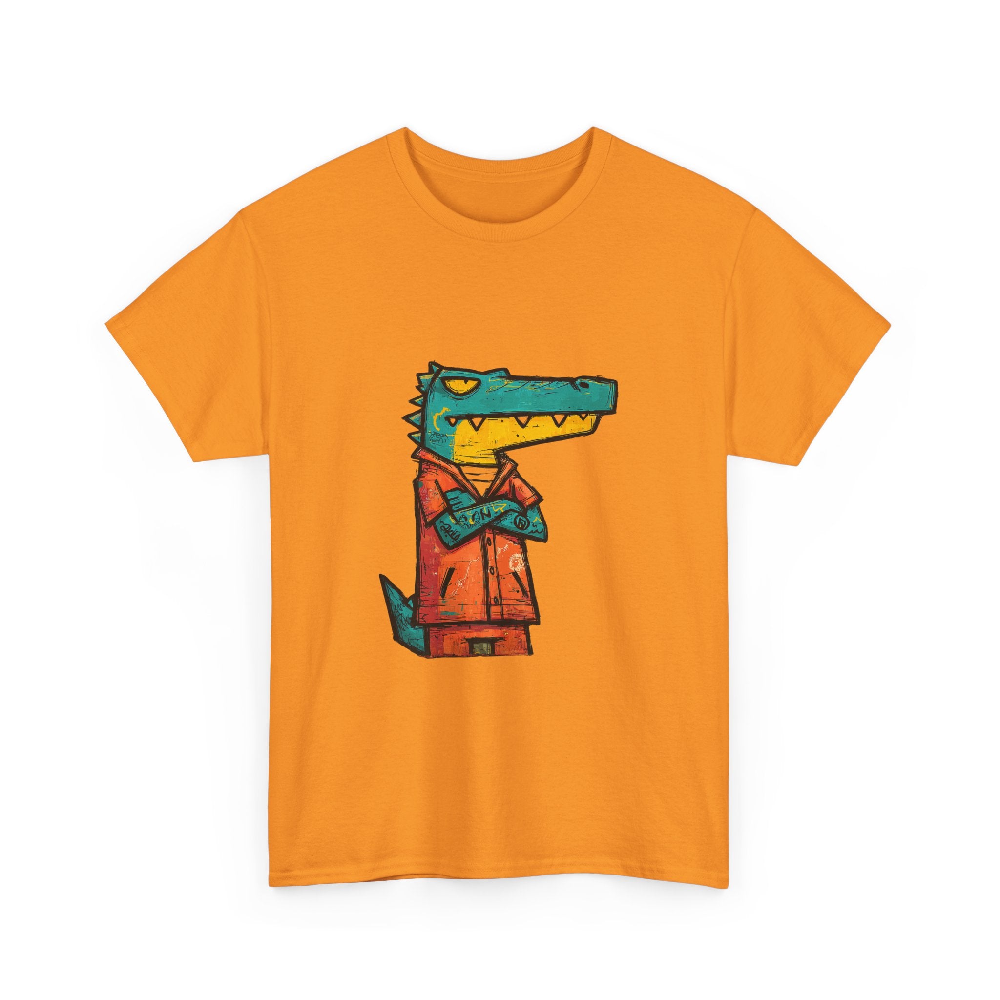 Cool Crocodile Character Tee | Cartoon Alligator in Jacket T-Shirt