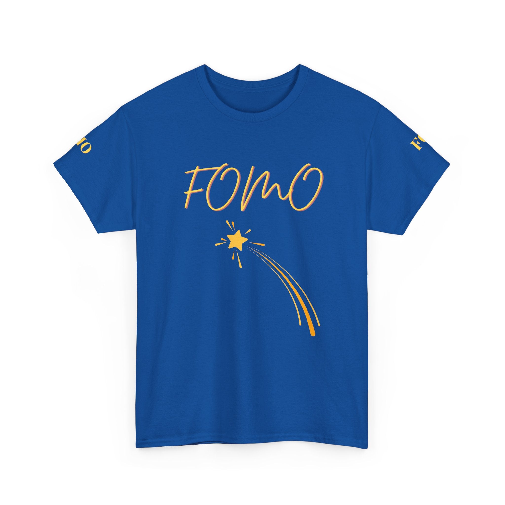 FOMO shooting star Tee | White cotton T-Shirt, minimalist typography