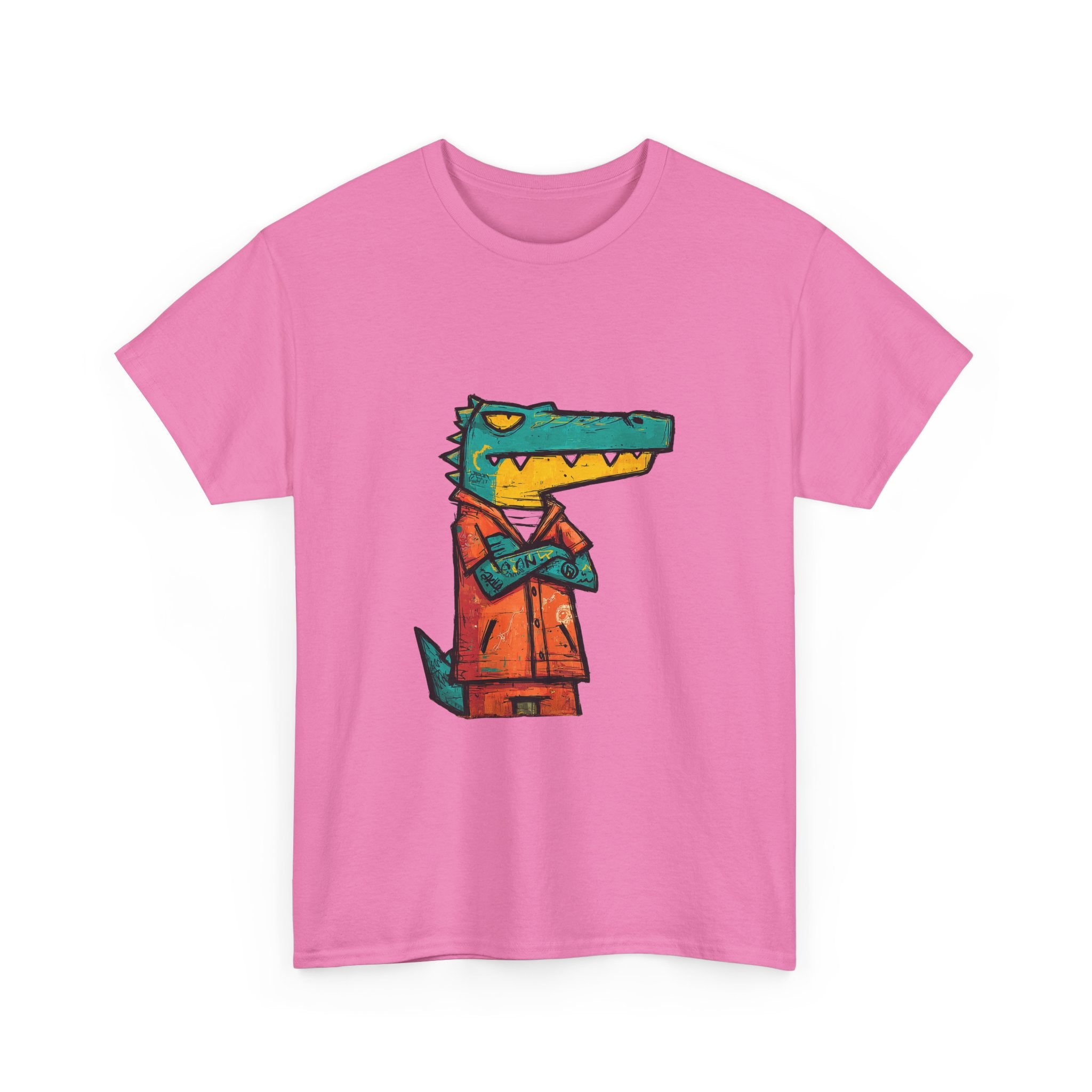 Cool Crocodile Character Tee | Cartoon Alligator in Jacket T-Shirt
