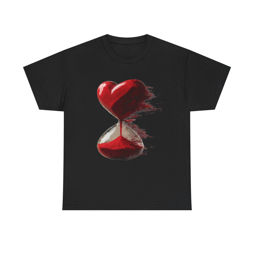 Melting Heart Hourglass Tee | Red Heart Sand Graphic