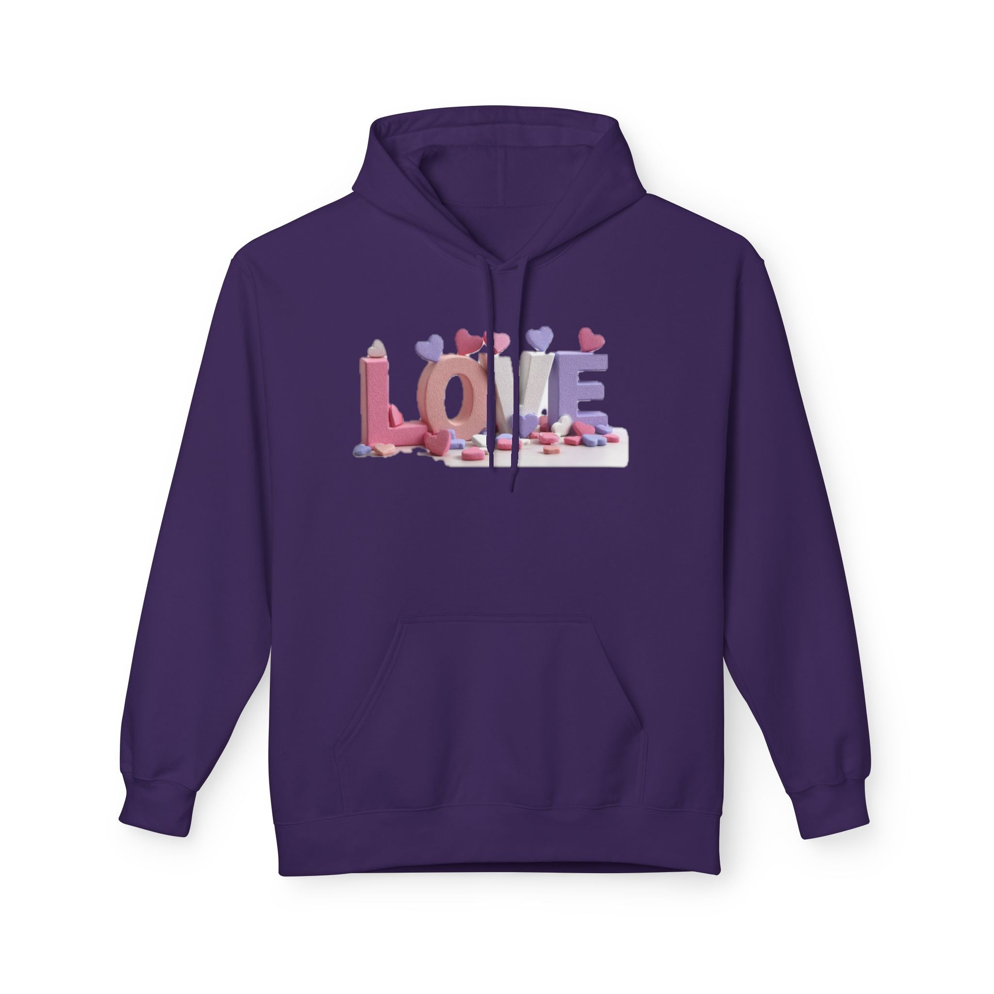 LOVE 3D Candy Letters Hoodie | Pink Purple Heart Design