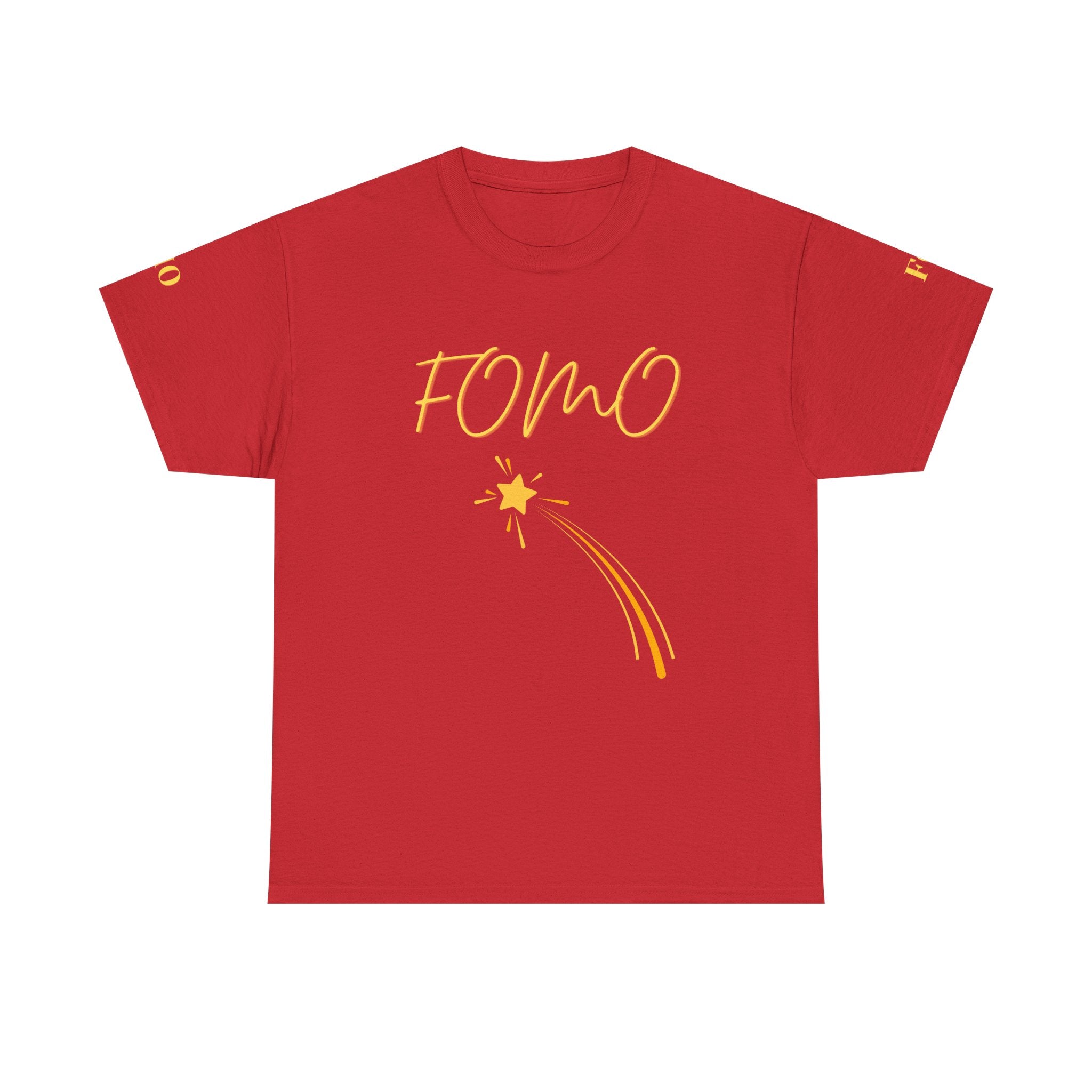 FOMO shooting star Tee | White cotton T-Shirt, minimalist typography