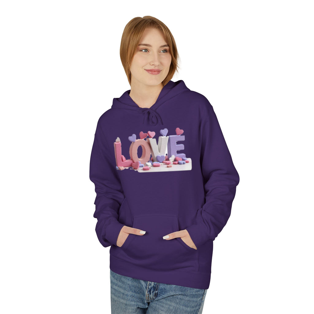 LOVE 3D Candy Letters Hoodie | Pink Purple Heart Design