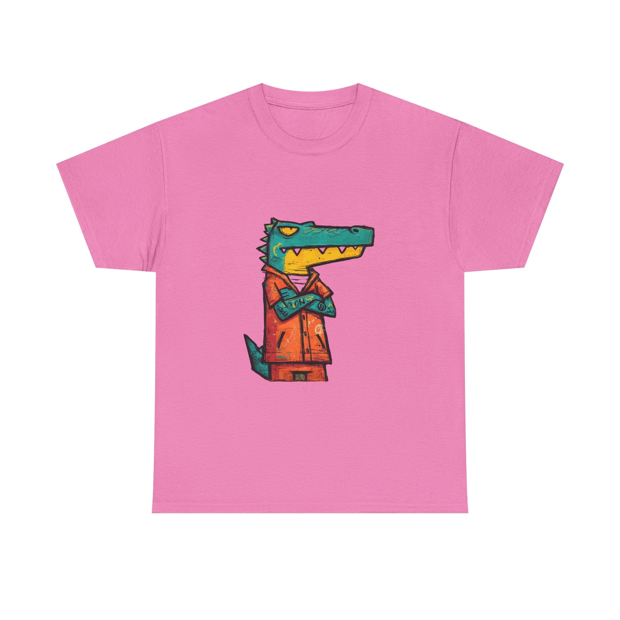 Cool Crocodile Character Tee | Cartoon Alligator in Jacket T-Shirt