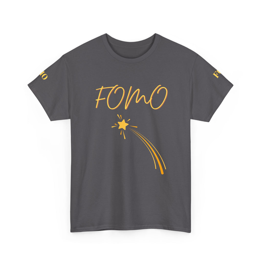 FOMO shooting star Tee | White cotton T-Shirt, minimalist typography