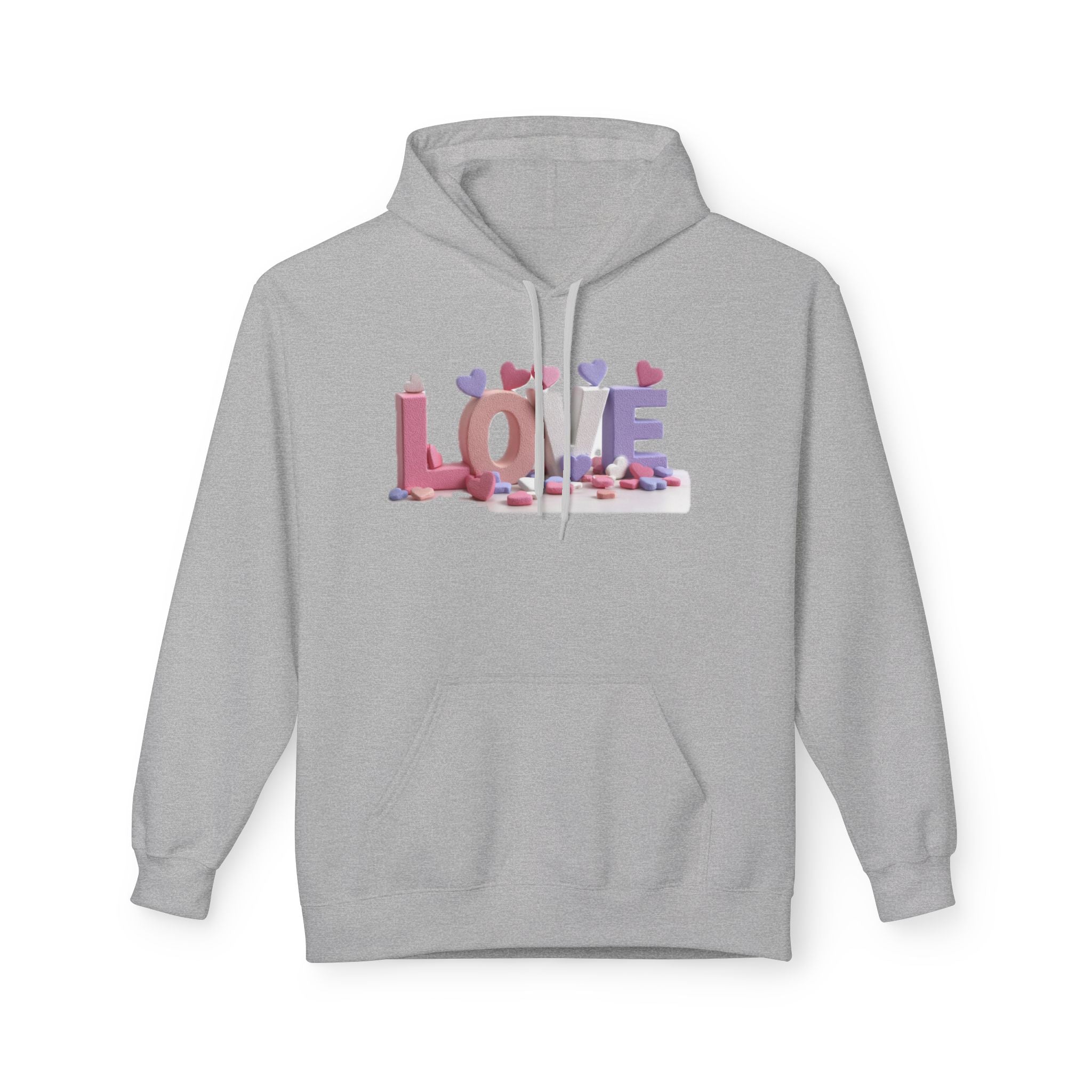 LOVE 3D Candy Letters Hoodie | Pink Purple Heart Design