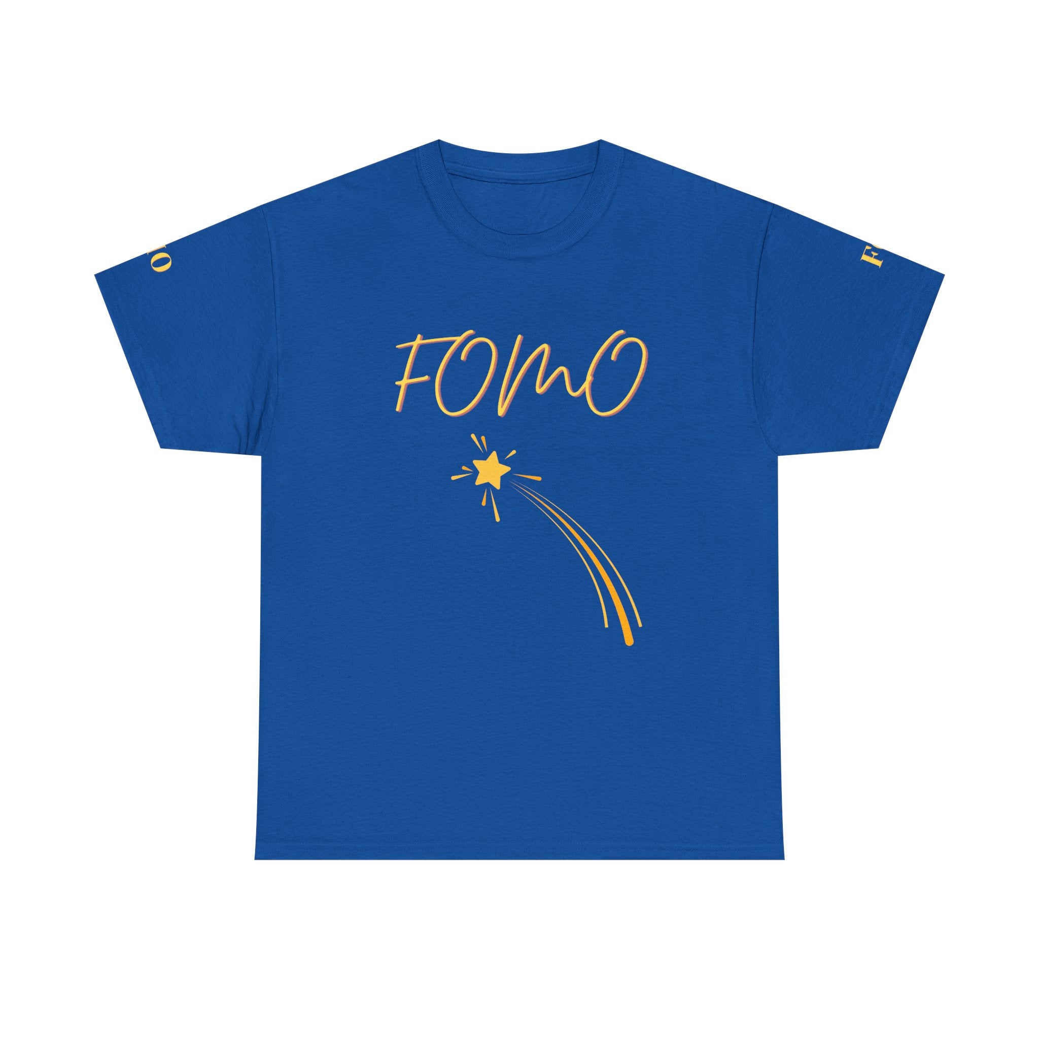 FOMO shooting star Tee | White cotton T-Shirt, minimalist typography