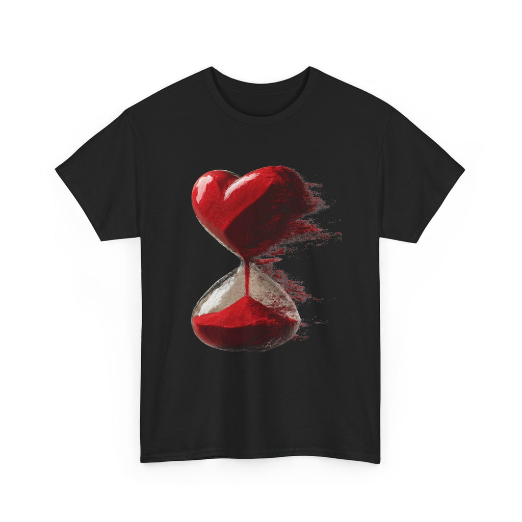 Melting Heart Hourglass Tee | Red Heart Sand Graphic