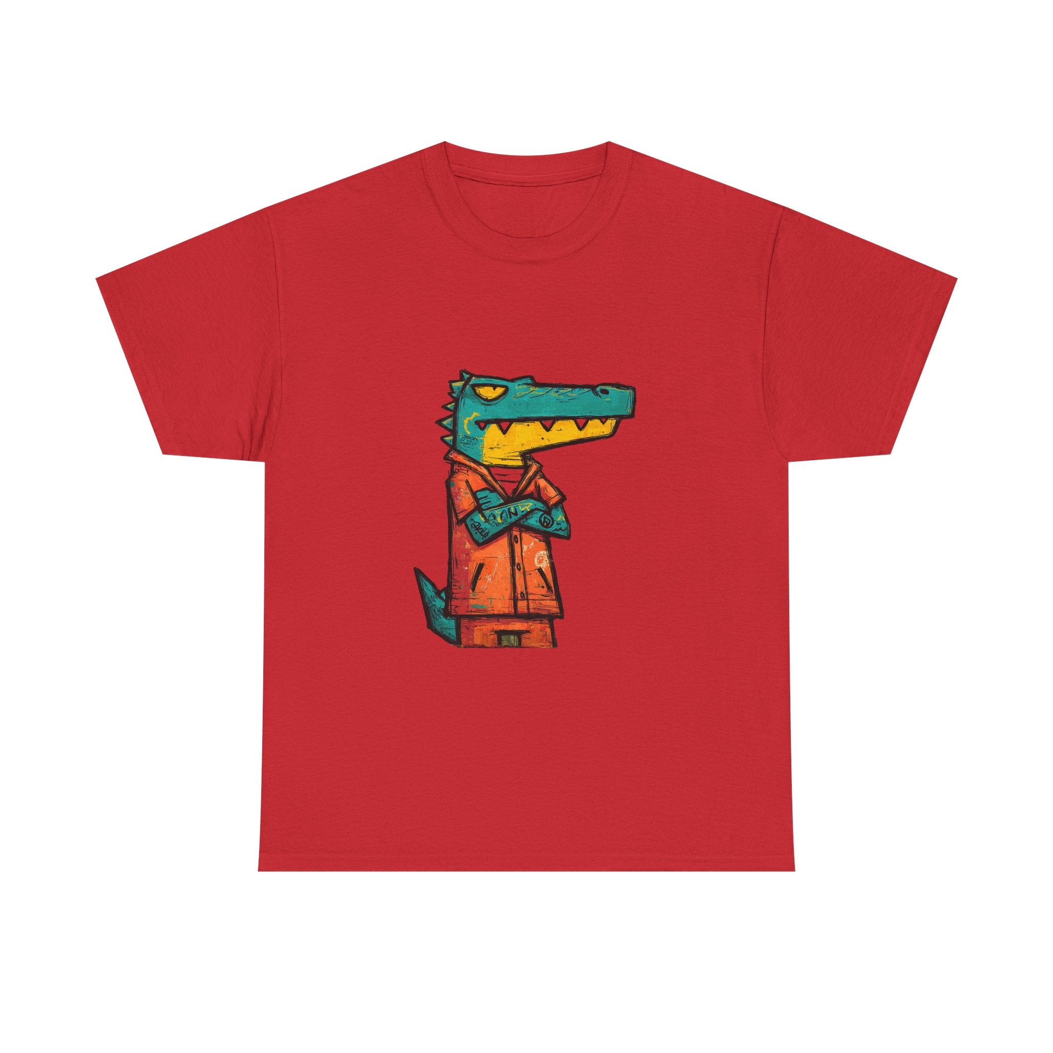Cool Crocodile Character Tee | Cartoon Alligator in Jacket T-Shirt