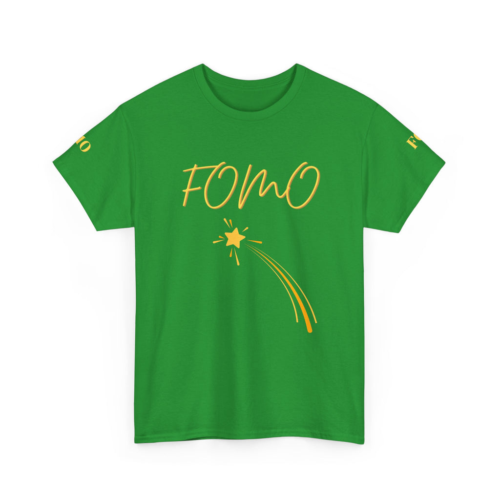 FOMO shooting star Tee | White cotton T-Shirt, minimalist typography