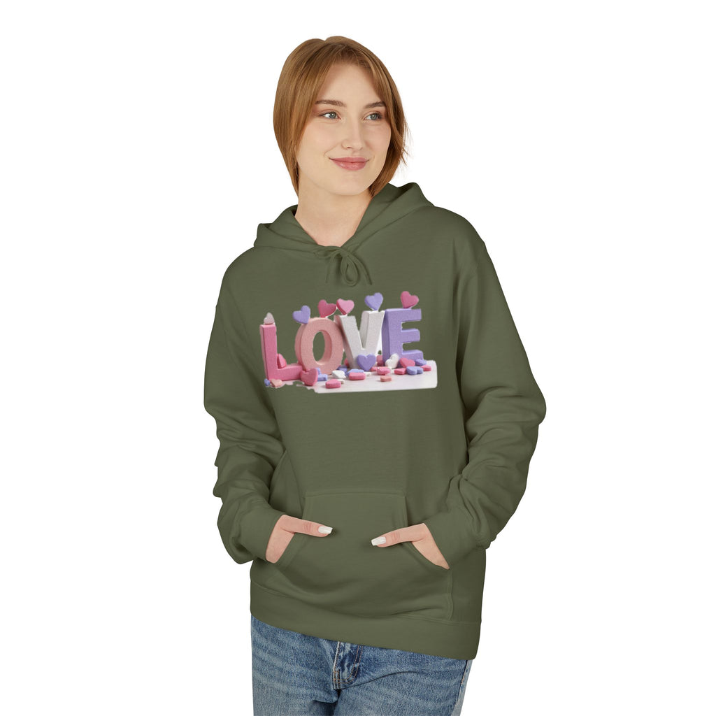 LOVE 3D Candy Letters Hoodie | Pink Purple Heart Design