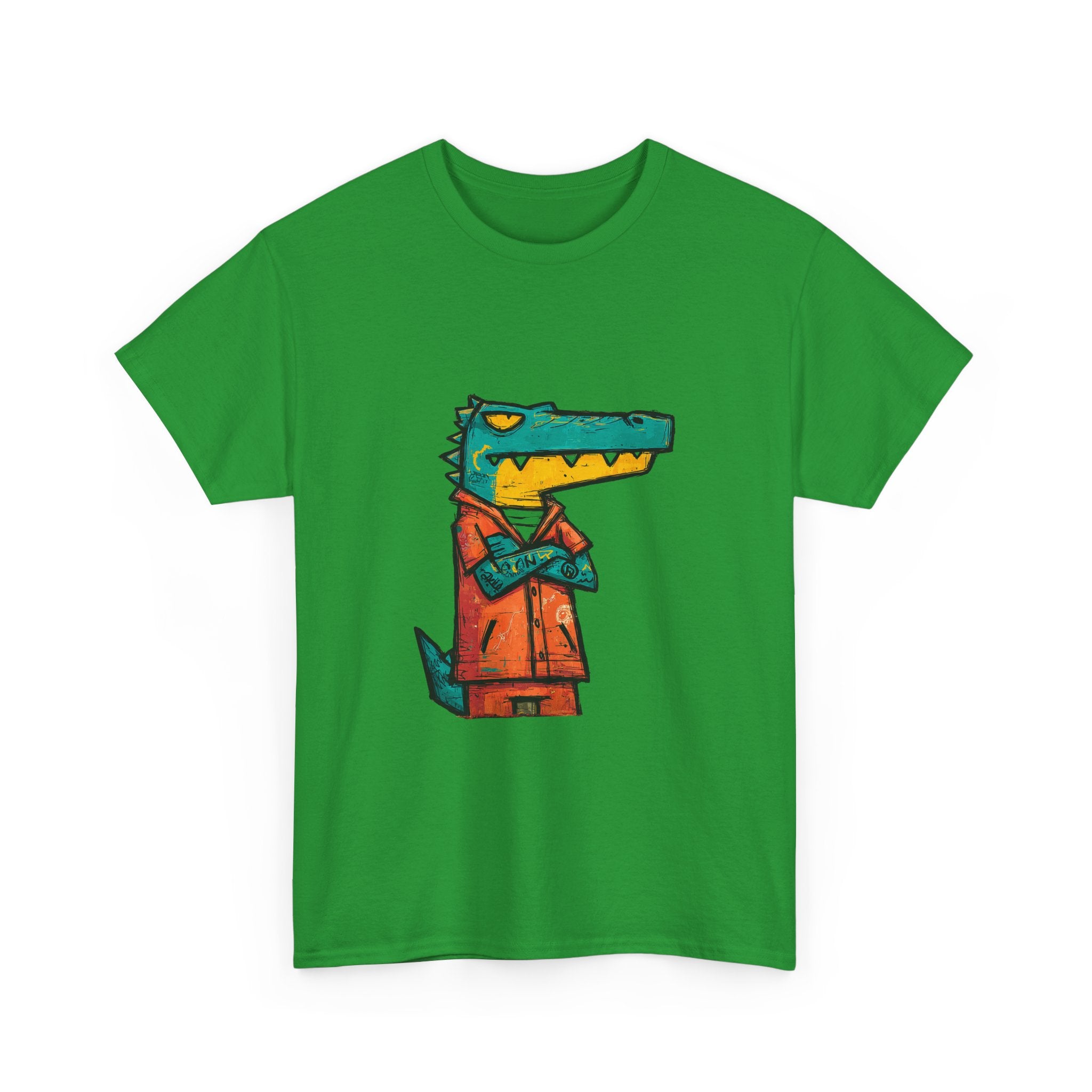 Cool Crocodile Character Tee | Cartoon Alligator in Jacket T-Shirt