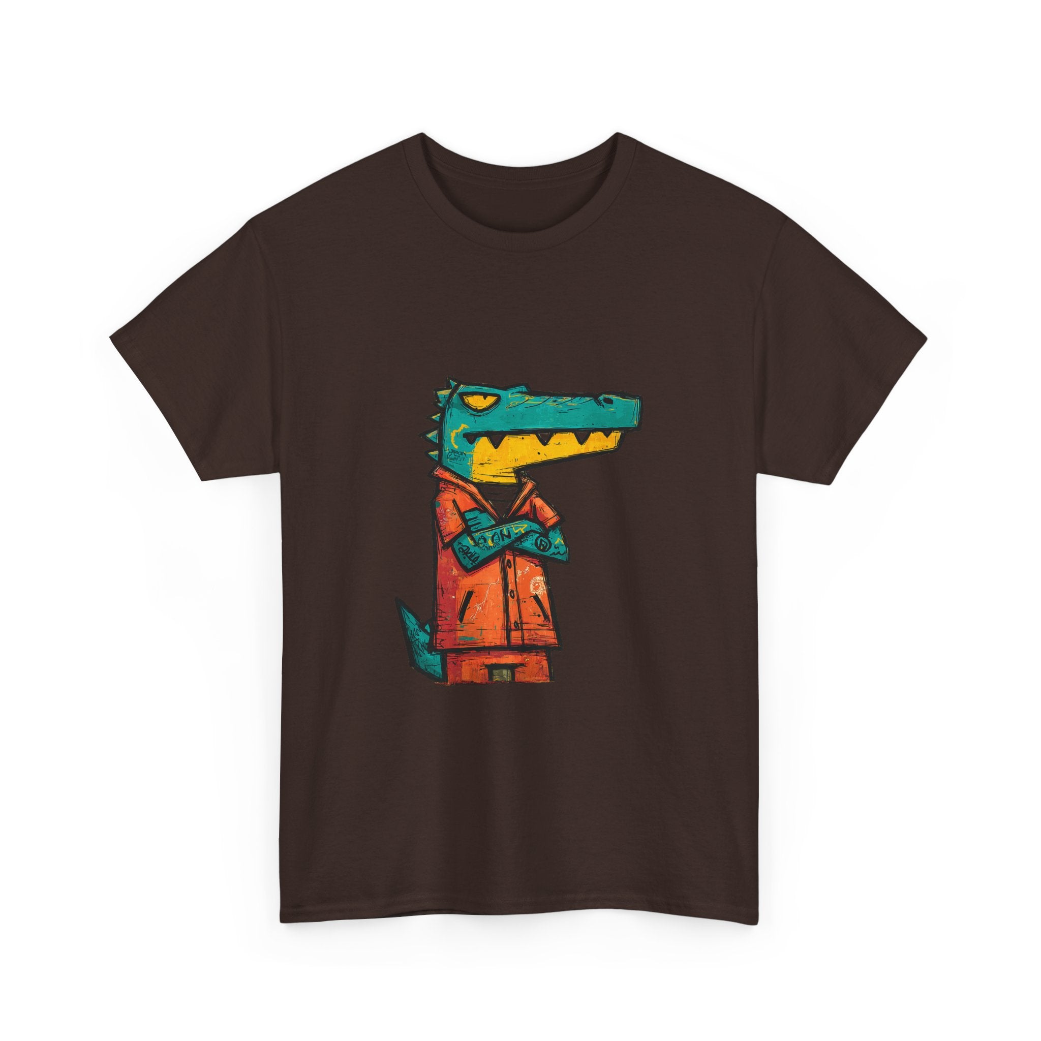 Cool Crocodile Character Tee | Cartoon Alligator in Jacket T-Shirt