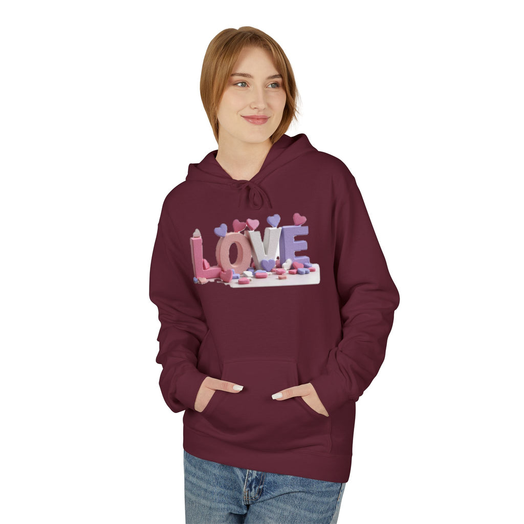 LOVE 3D Candy Letters Hoodie | Pink Purple Heart Design