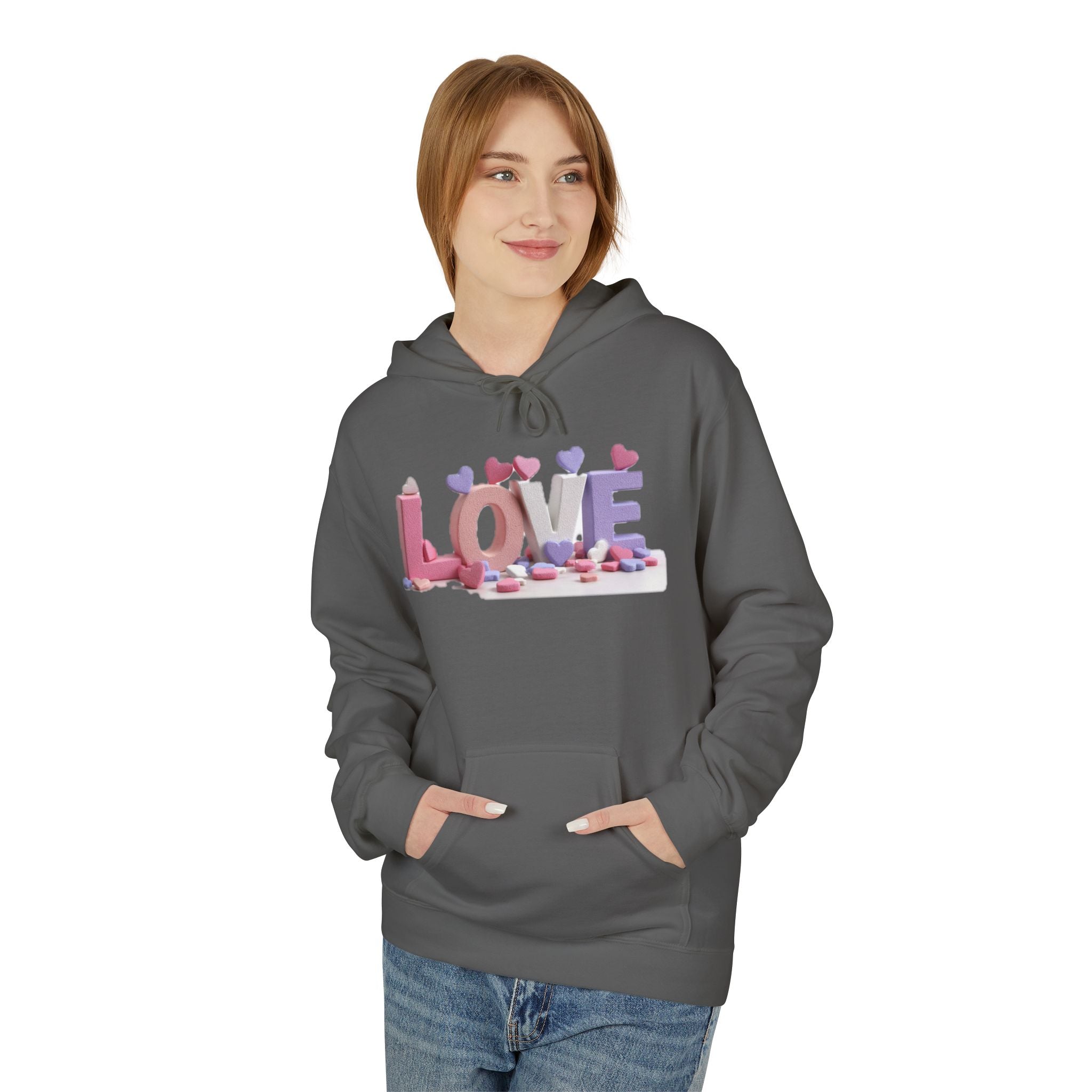 LOVE 3D Candy Letters Hoodie | Pink Purple Heart Design