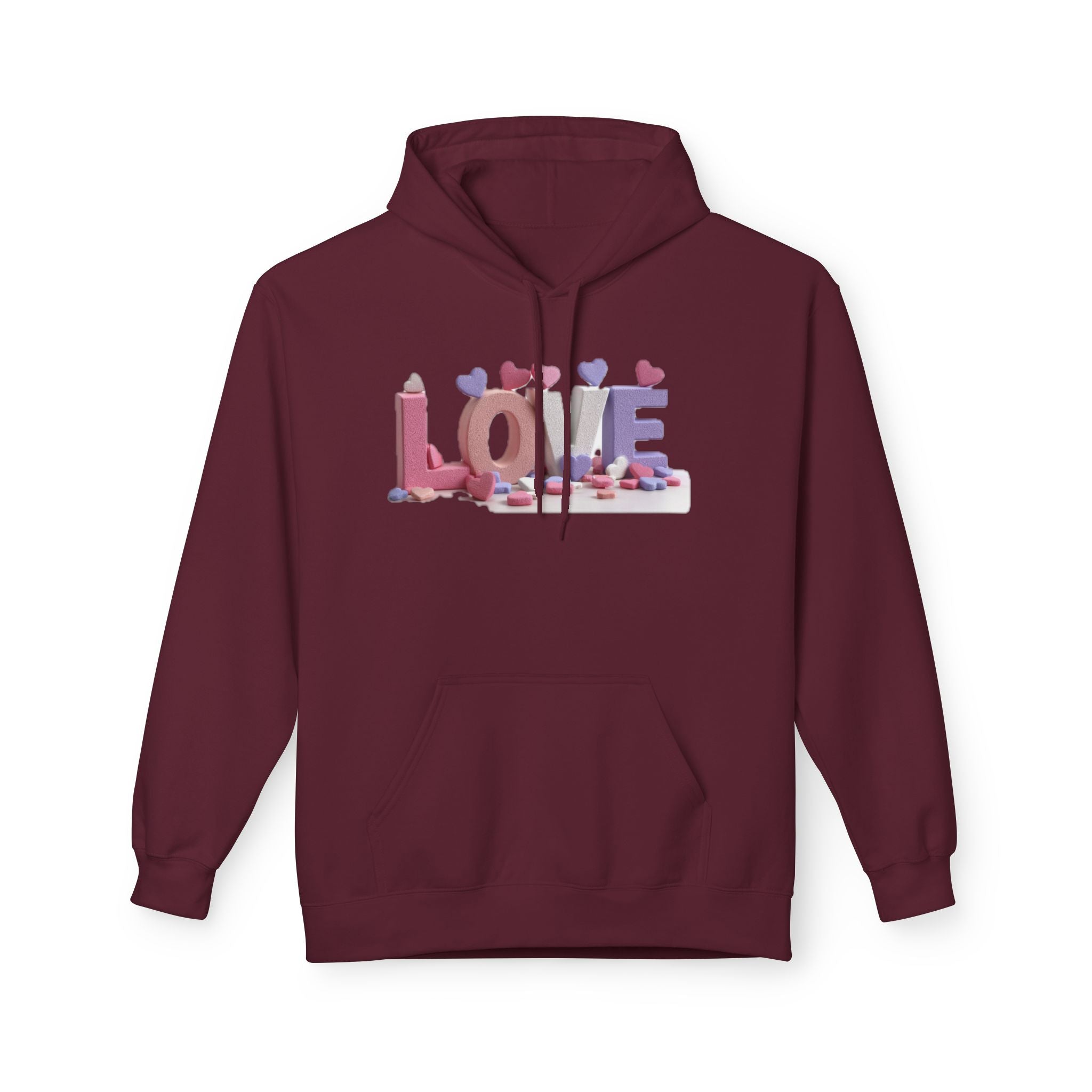 LOVE 3D Candy Letters Hoodie | Pink Purple Heart Design