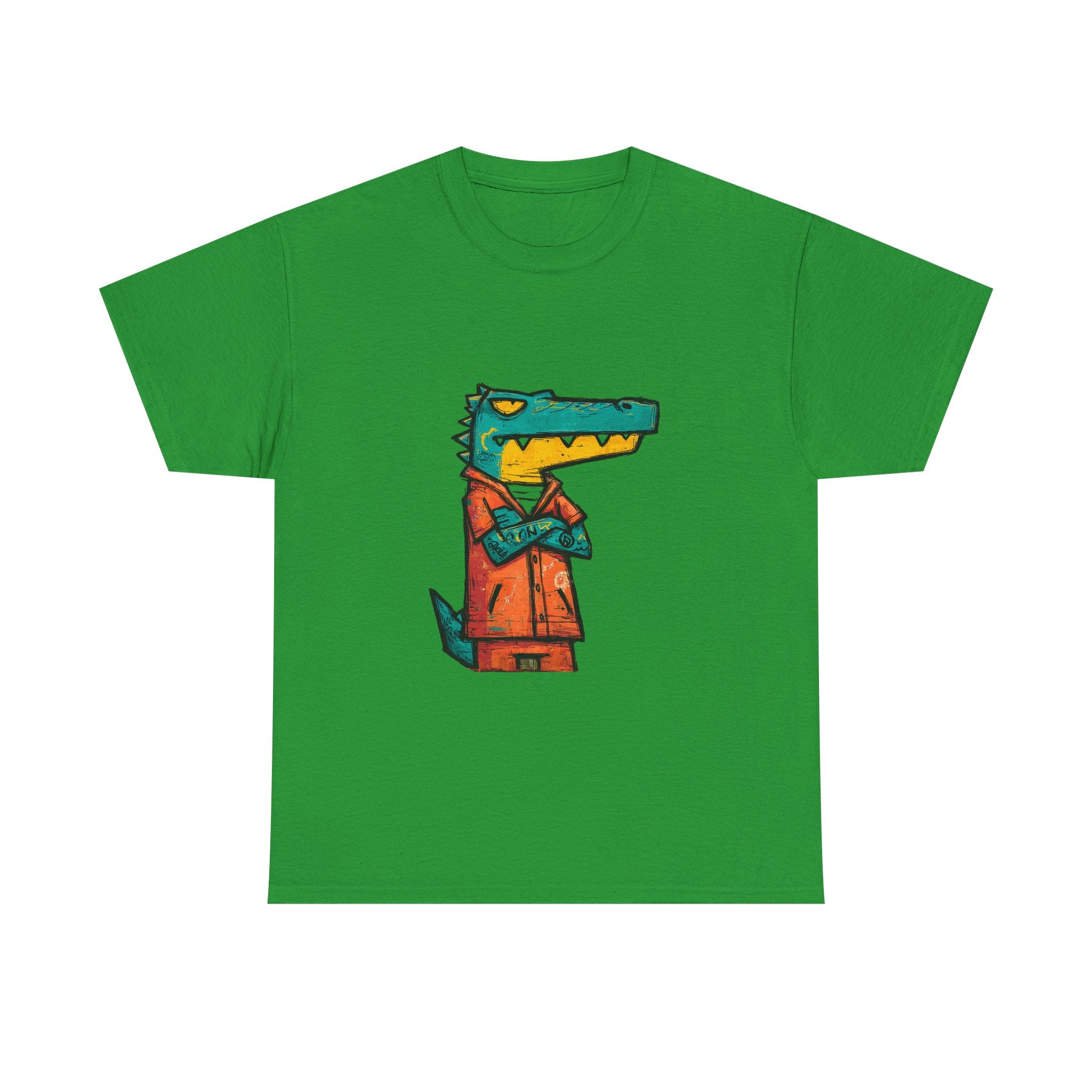 Cool Crocodile Character Tee | Cartoon Alligator in Jacket T-Shirt