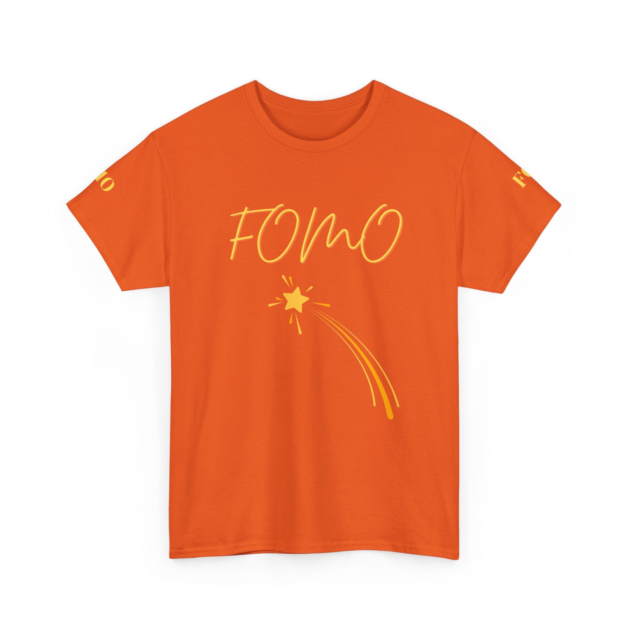 FOMO shooting star Tee | White cotton T-Shirt, minimalist typography