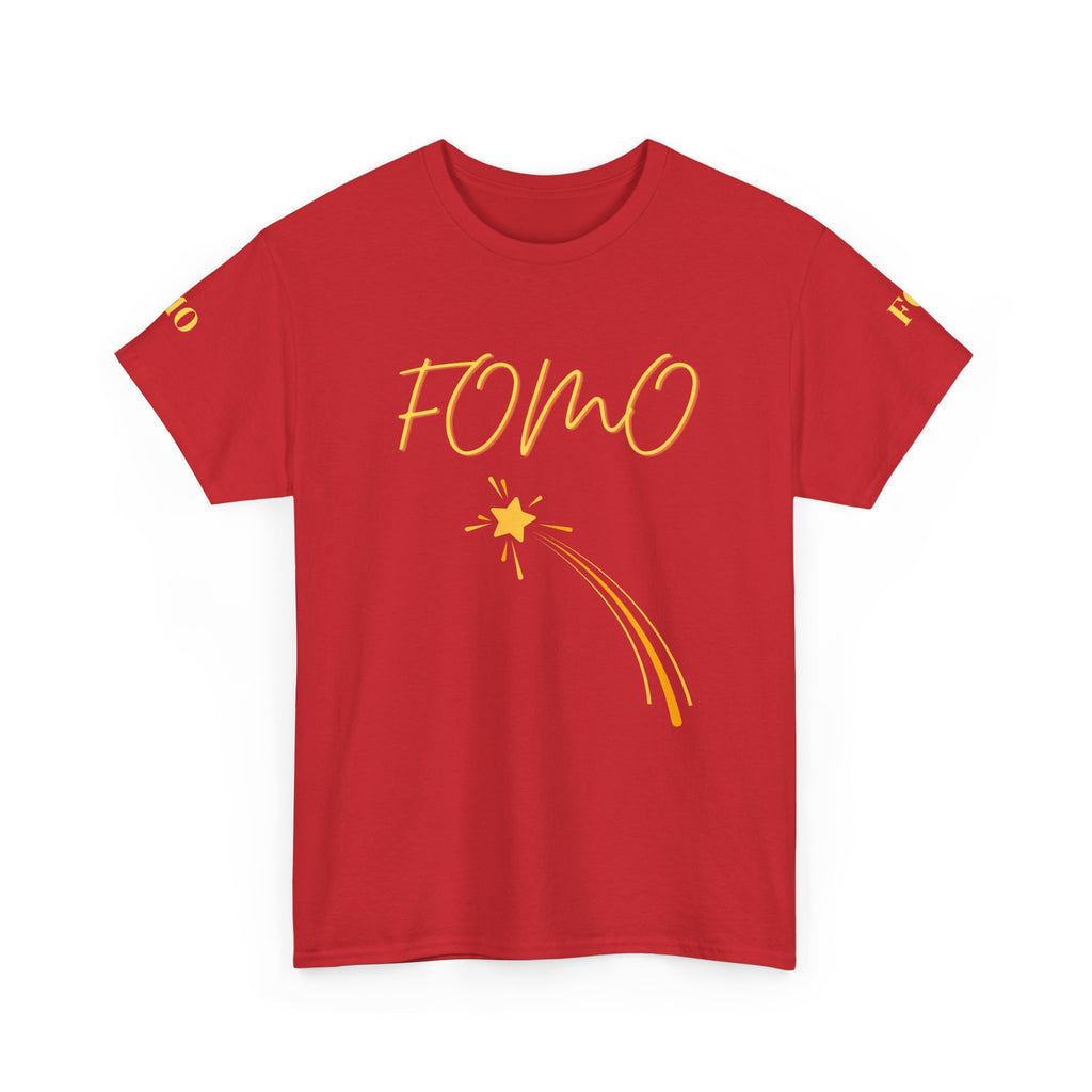 FOMO shooting star Tee | White cotton T-Shirt, minimalist typography