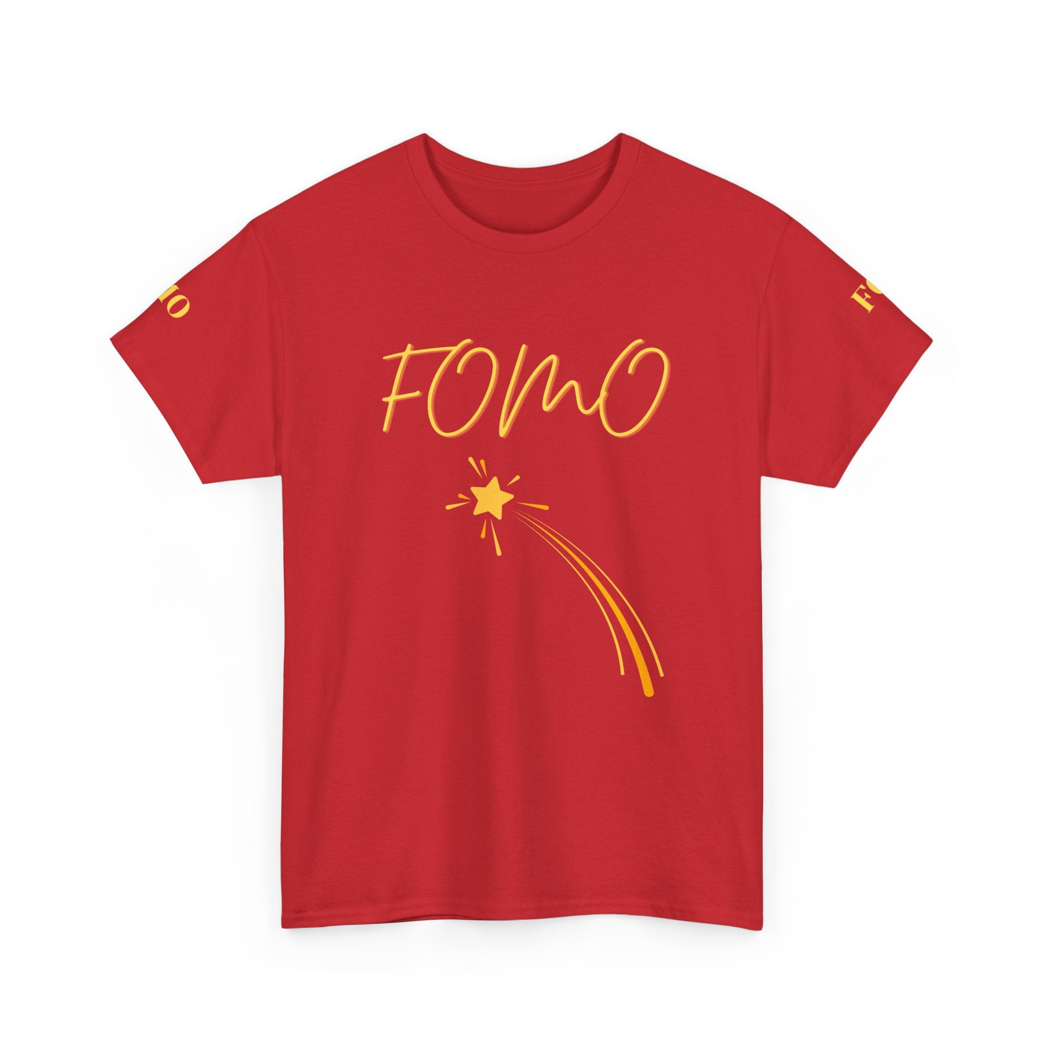 FOMO shooting star Tee | White cotton T-Shirt, minimalist typography