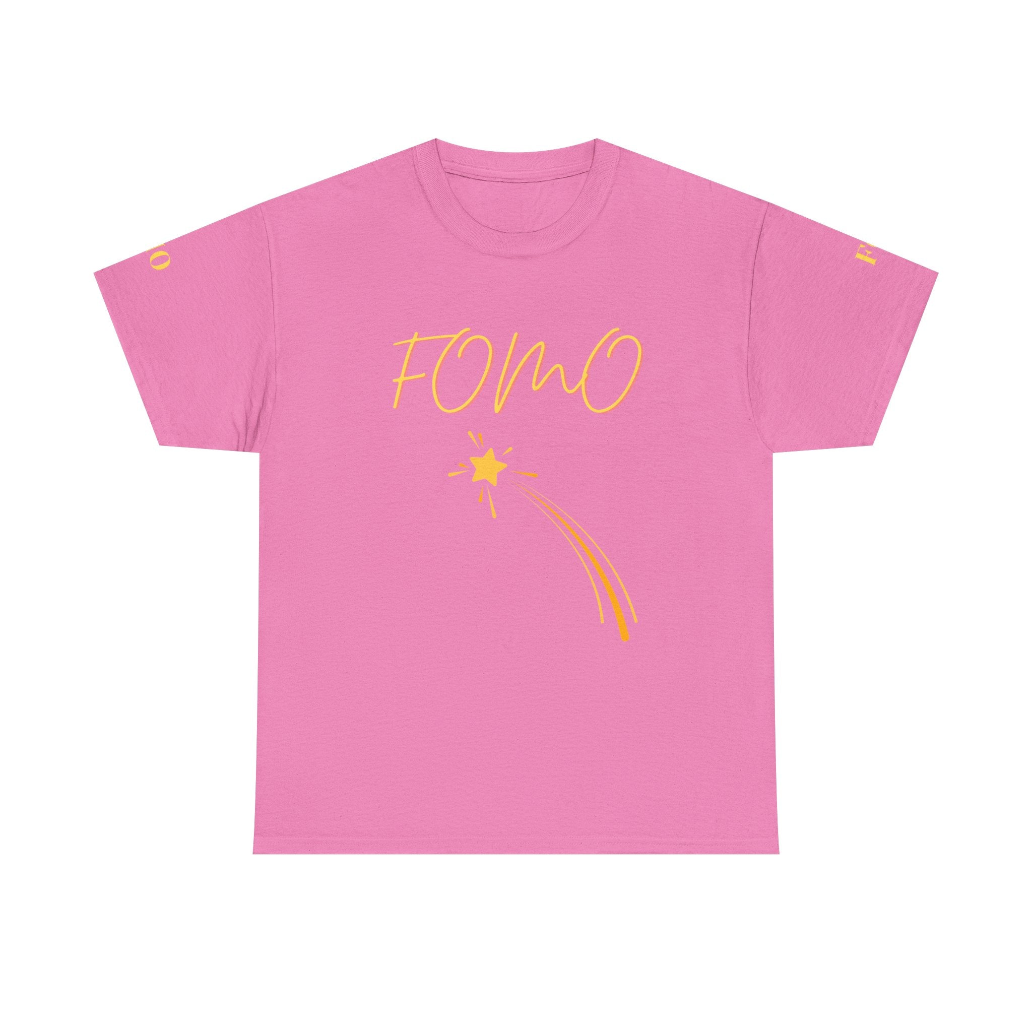 FOMO shooting star Tee | White cotton T-Shirt, minimalist typography