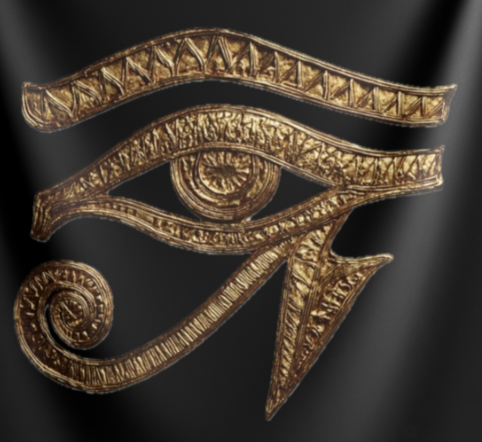 Eye of Horus tapestry | Egyptian wall hanging, gold symbol on black